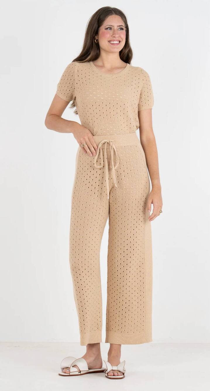 NEW EMILY MCCARTHY lido beach wide leg pants in beige